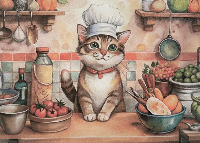 Chef Cat Glass Cutting Board
