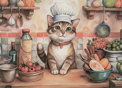 Chef Cat Glass Cutting Board