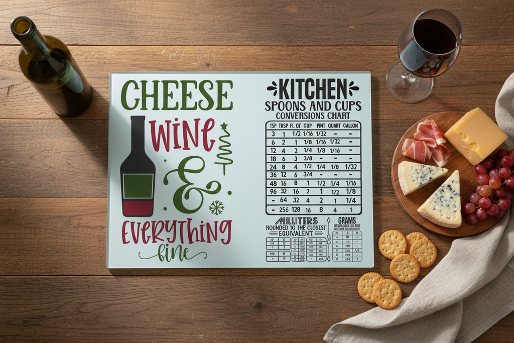 Cheese Wine & Everything Fine Glass Cutting Board