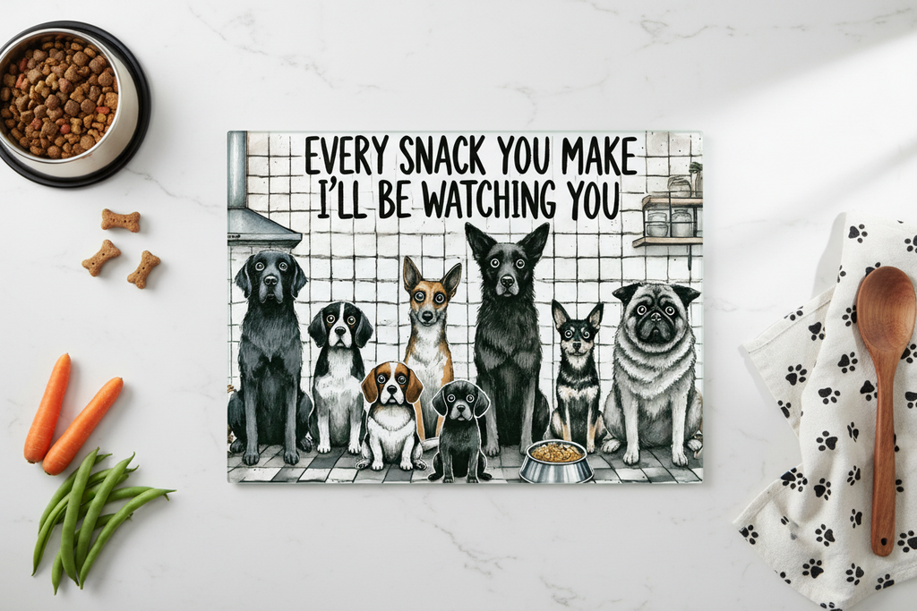 Every Snack You Make Glass Cutting Board
