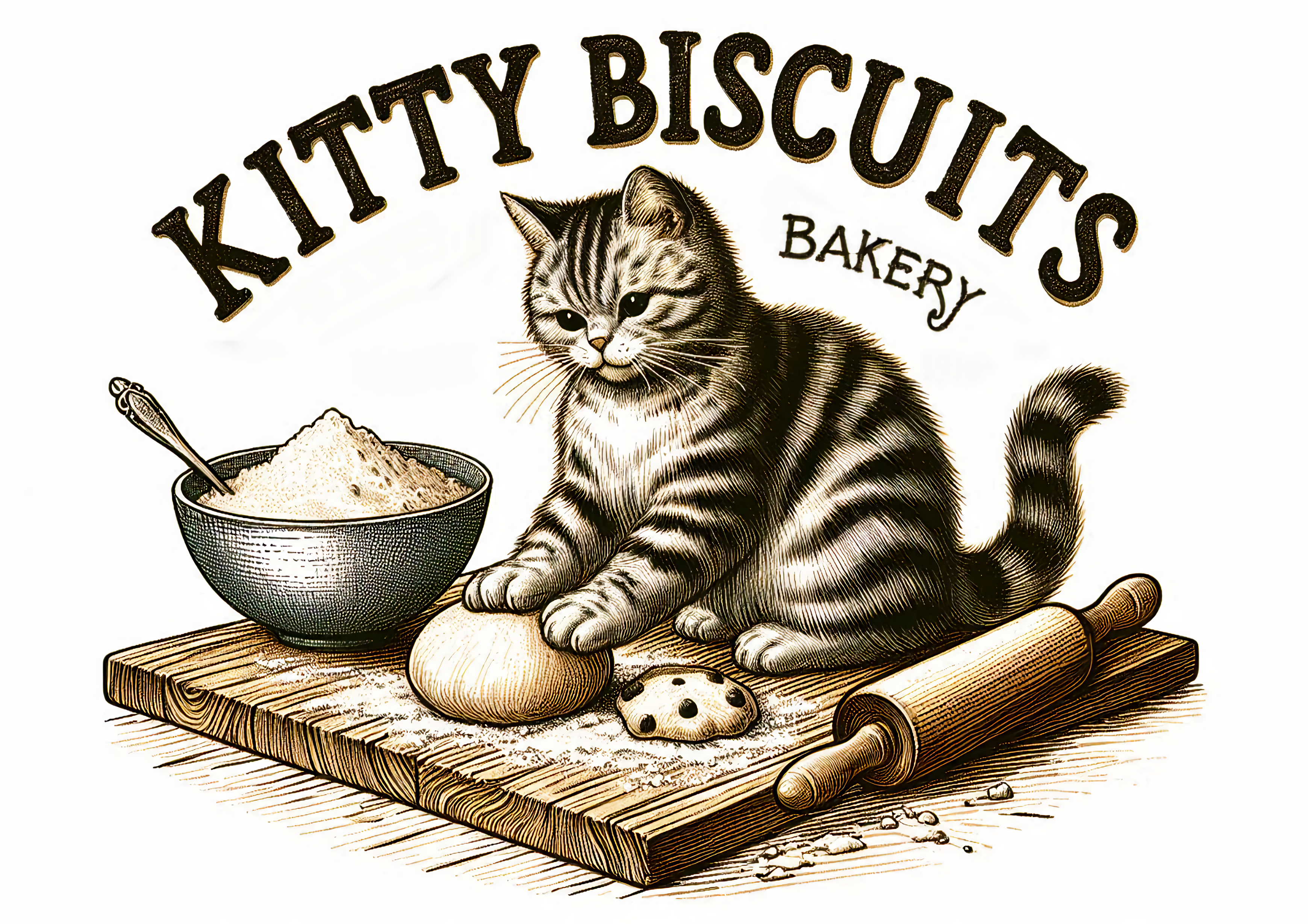 Kitty Biscuits Bakery Glass Cutting Board
